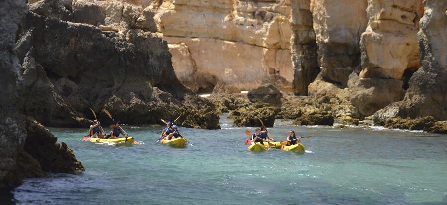 Albufeira: Algarve Kayak and Coastline Tour - Starting the kayak route at Castelo Beach