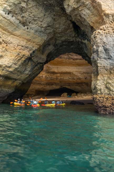 Albufeira Marina: Benagil Cave to Marinha Beach Kayak Tour - Kayaking toward Marinha Beach