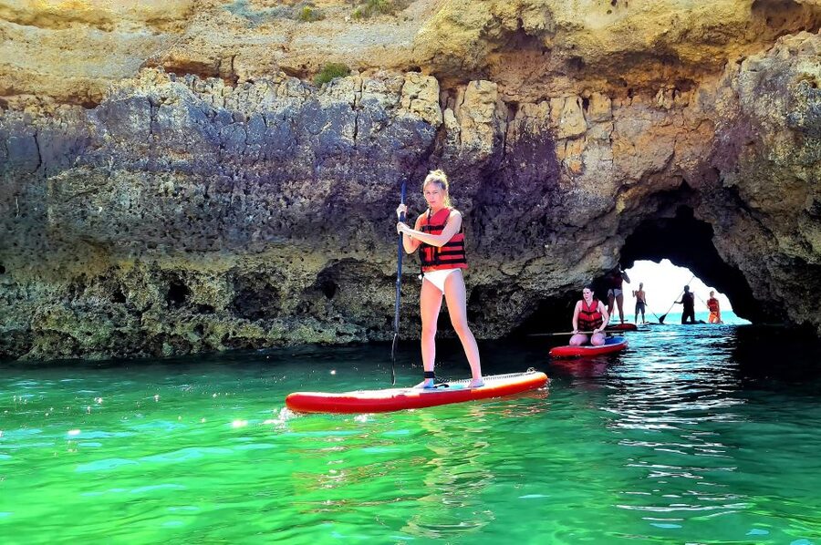 Albufeira: Stand Up Paddle Lesson and Coastal Tour - The return paddle and the real level of effort
