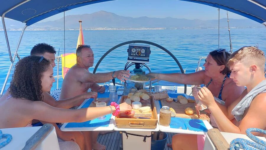 Always private 4 hour - Sail- dolphin Yacht Charter-paddle - Leaving Estepona port by private sailboat