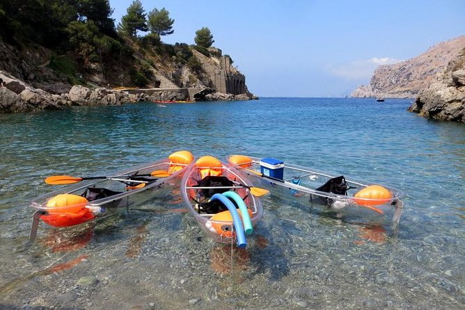 Amalfi Coast Kayak Tours from Marina del Cantone - Getting used to the clear-bottom kayaks