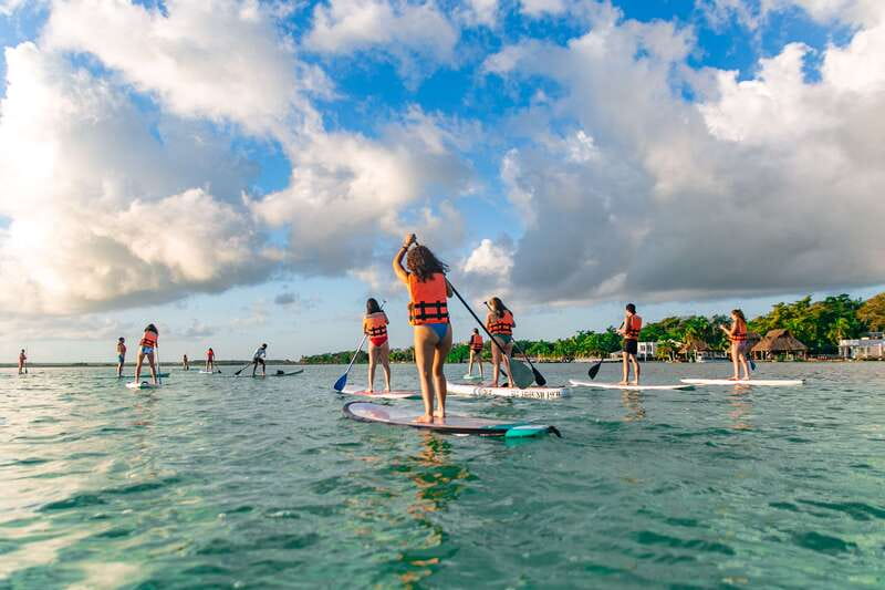Bacalar: Sunrise Paddleboard Tour with Floating Picnic - Bird Island at first light