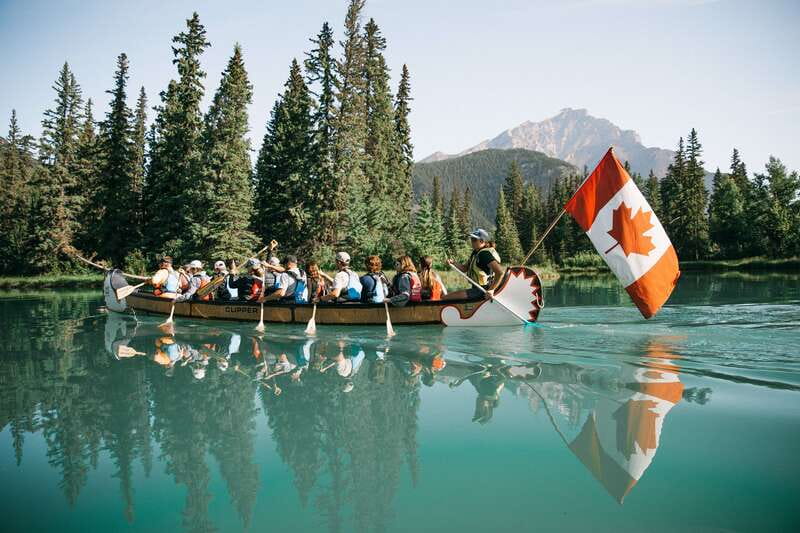Banff National Park: Big Canoe River Explorer Tour - Paddling upstream on the Bow River