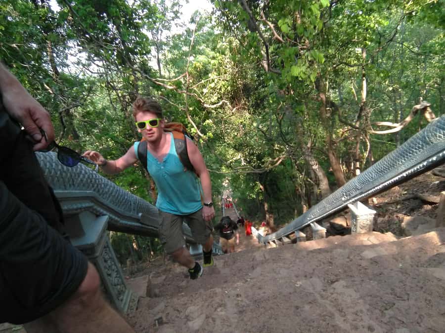 Battambang,Tuktuk and kayak, BambooTrain ,Wat Banan,Bat cave - Starting on the Sangker River by kayak