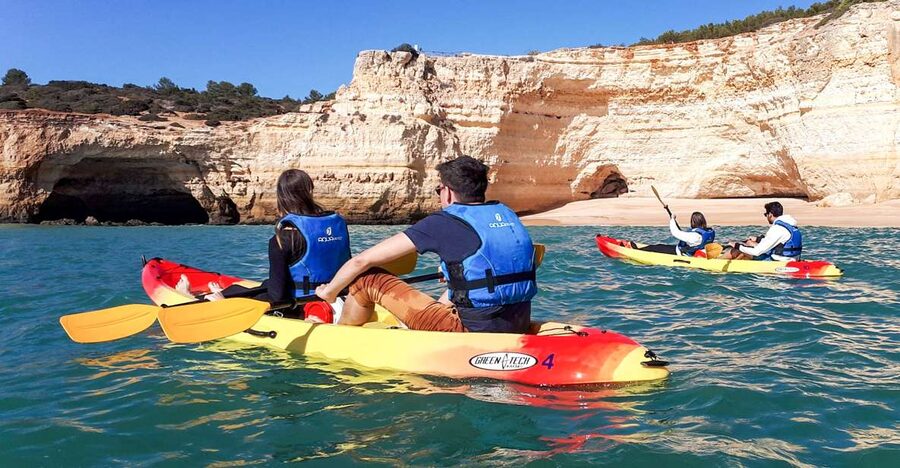 Benagil: Benagil Caves and Secret Spots Guided Kayaking Tour - Starting at Benagil Beach with a quick lesson