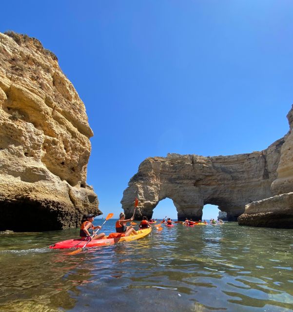 Benagil: Caves, Coves & Secret Beaches Guided Kayaking Tour - Paddling from Benagil Beach toward Praia da Marinha