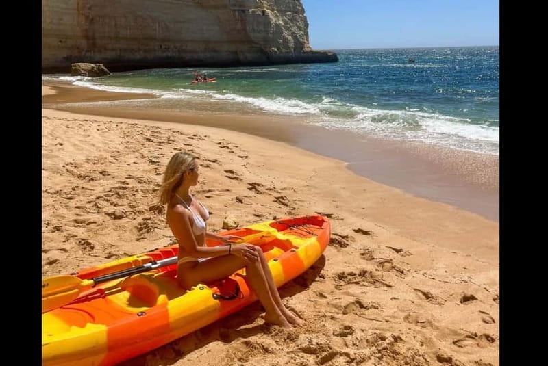 Benagil: Guided Kayak Tour inside caves and Praia da Marinha - Entering Benagil Sea Cave