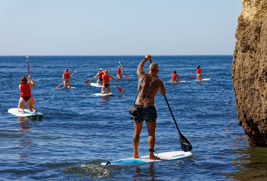 Benagil: Stand-up Paddle Board or Kayak Tour - Paddling toward Algar de Benagil