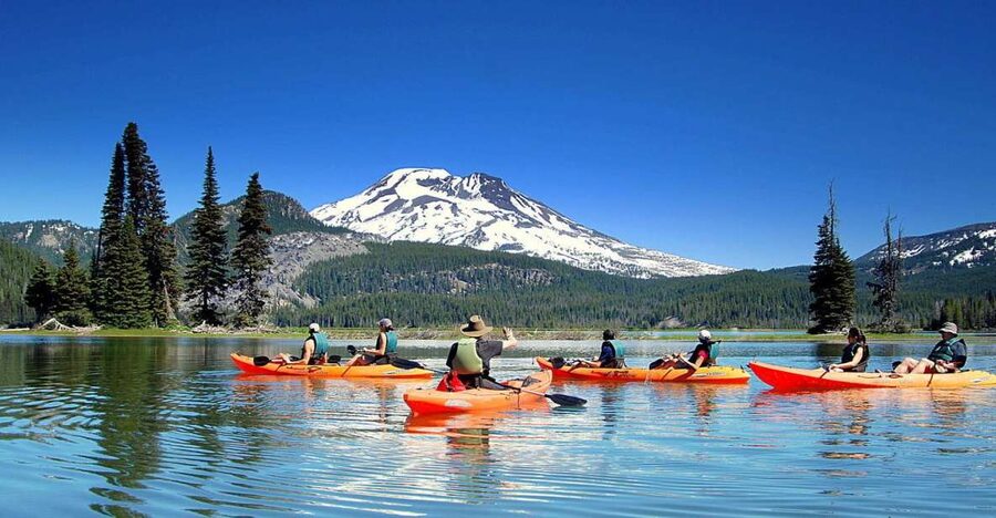Bend: Guided Kayak Tour on the Cascade Lakes - Getting started in a tandem sit-on-top kayak
