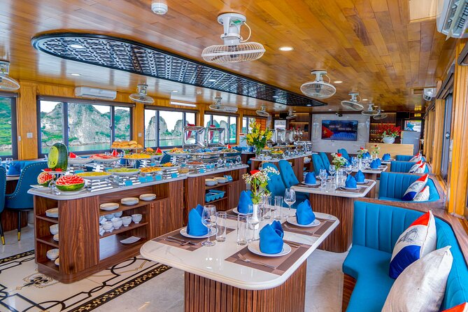Best Halong 5 star Day Trip, inclusive,buffet,cave,kayak,transfer - The return cruise, sunset party, and red wine