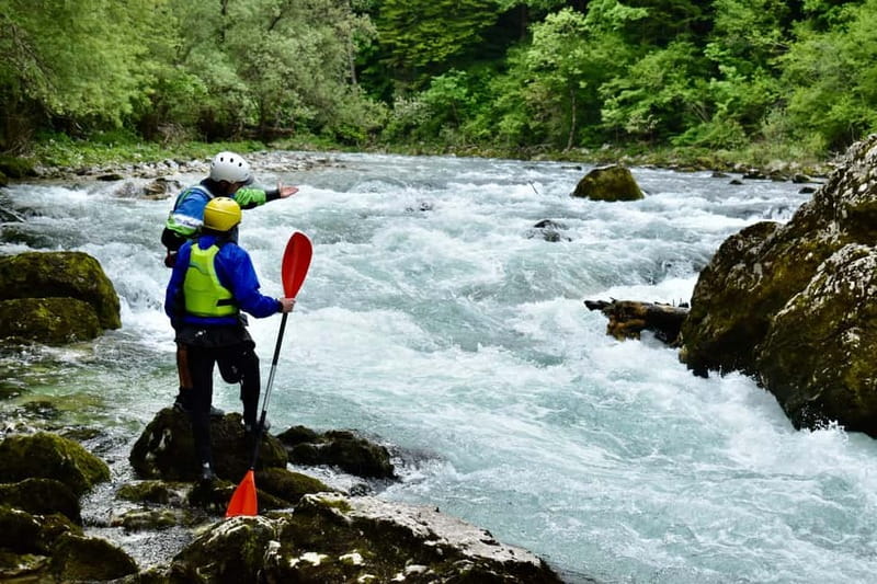 Bled: kayaking trip on the river Sava - The land lesson comes before the rapids