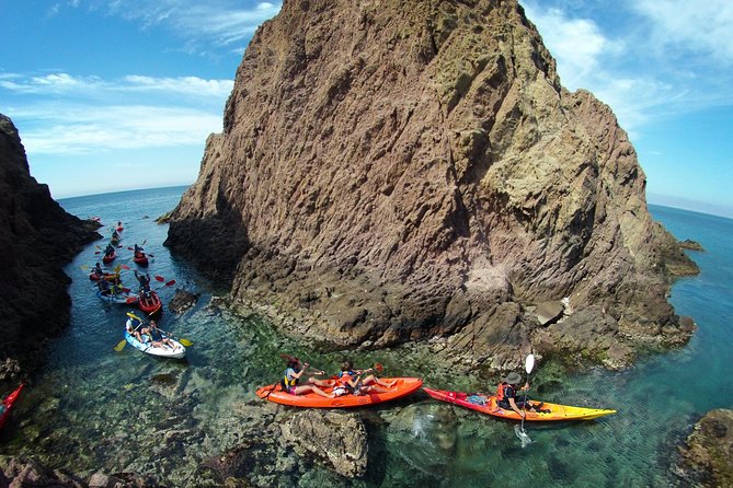 Cabo de Gata Active. Guided kayak and snorkel route through coves of the Natural Park - Paddling into Cabo de Gata’s volcanic coast