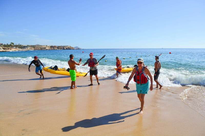 Cabo: Half-Day Kayak & Snorkel to Santa Maria & Chileno Bay - Glass-bottom kayaking between the bays