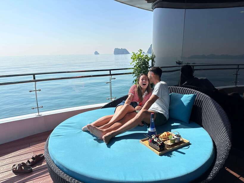 Cat Ba: Sunset on Lan Ha Bay with Sunset Party - Swimming, the Jacuzzi, and the Waterslide