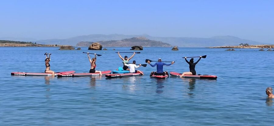 Chania: Morning or Sunset Stand-up Paddleboard Pilates - Getting started with the board and paddle