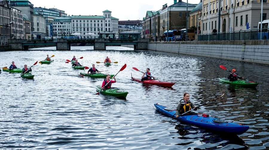 City Kayak Tour - Gothenburg seen from a lower, closer angle