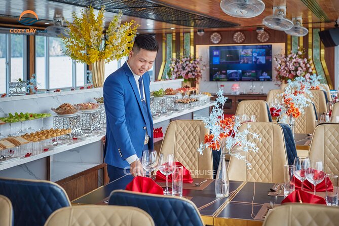 Cozy Bay Halong 5-Star Day Cruise, Buffet, Cave, Kayak, Swimming - Cruising among Halong Bay’s limestone islands