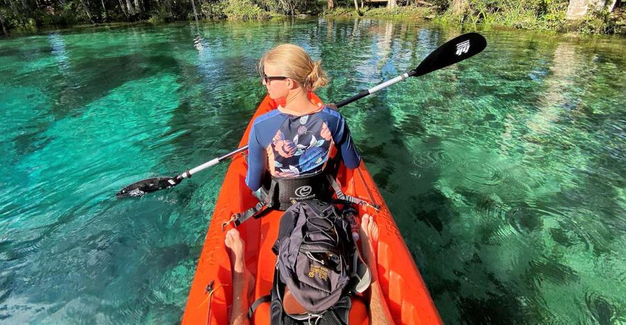 Crystal River:Three Sisters Springs Guided Kayak & Swim Tour - Riding out to the launch point