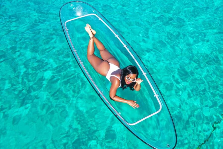 Drone Clear Kayak Barbados Photoshoot - Floating Above the South Coast