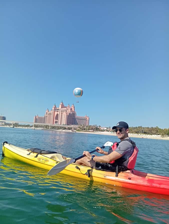 Dubai: Palm Jumeirah Guided Kayaking Tour - The beach break with Dubai Marina views