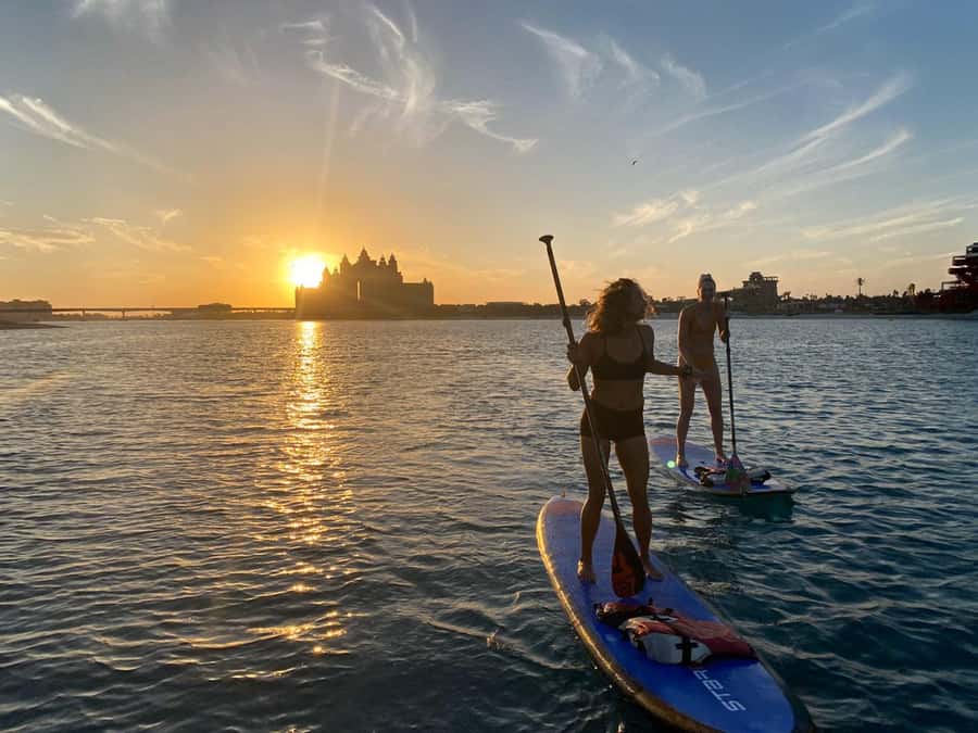 Dubai: Palm Jumeirah Paddle Boarding Tour - Heading toward the West Crescent