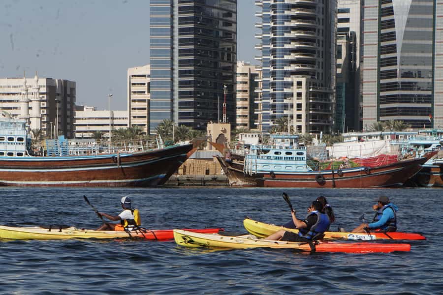 Dubai: Sunset/Night Dubai Creek Kayak Tour - Paddling back with the wind behind you