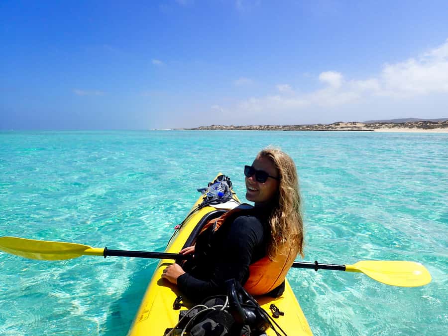 Exmouth: Lagoon Explorer - Full day kayak & Snorkel tour - Getting fitted out at Cape Range