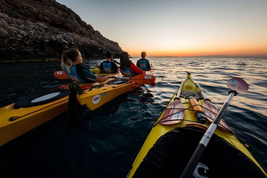 Faliraki: Sunrise Sea Kayaking Experience with Breakfast - Swimming and snorkeling under first light