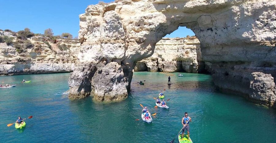 From Albufeira: Benagil Hidden Caves Tour by Kayak - From Albufeira Marina to the Benagil coast