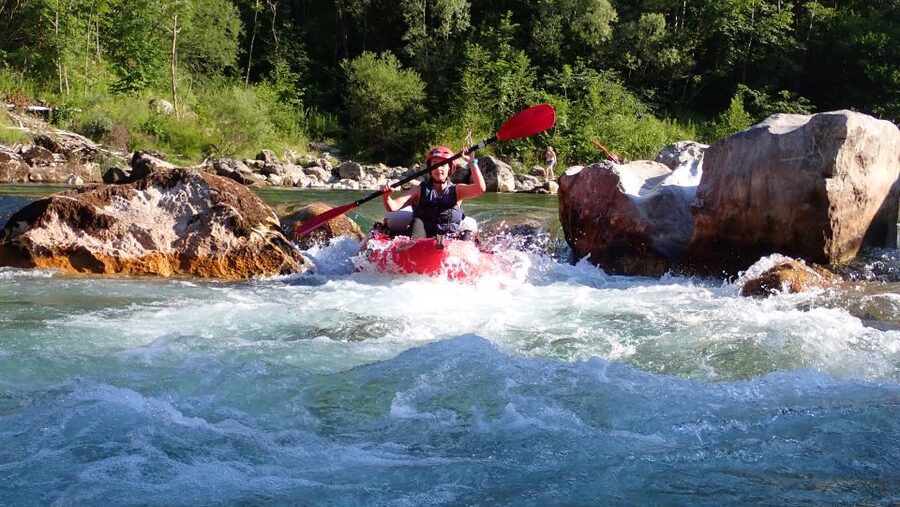 From Bovec: Whitewater kayaking on the Soča River - The first practice section builds confidence