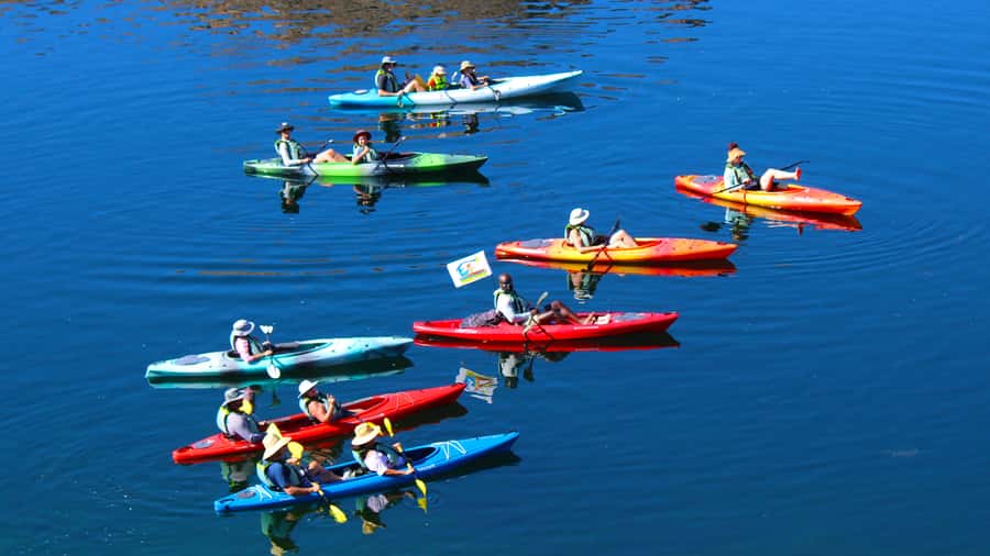 From Las Vegas: Emerald Cave Guided Kayaking Tour - Paddling north on the Colorado River