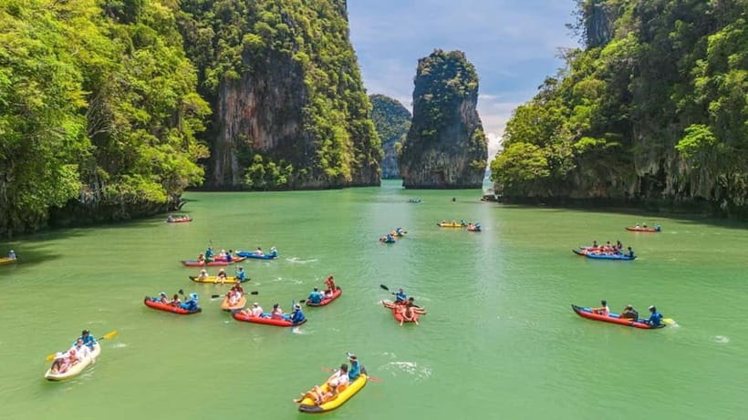 From Phuket : James Bond Island by Bigboat & Canoe Adventure - Thai buffet lunch with the cliffs around you