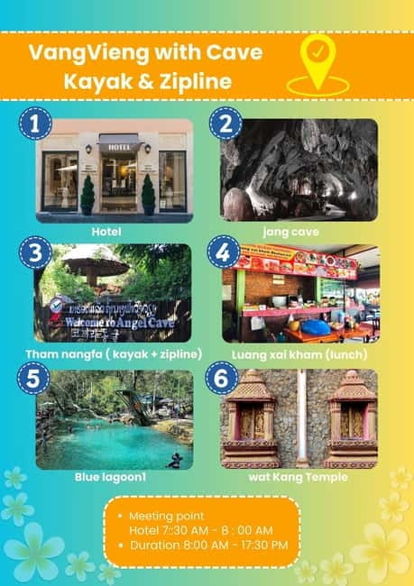 From Vientiane: Vang Vieng Tour with Cave Kayak & Zipline - Wat Kang adds a quieter final stop