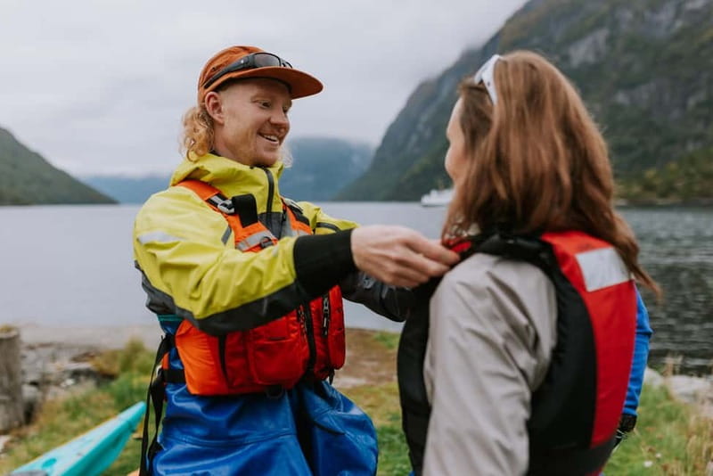 Geiranger: Kayak Tour with Waterfall Views - Looking Across at The Suitor