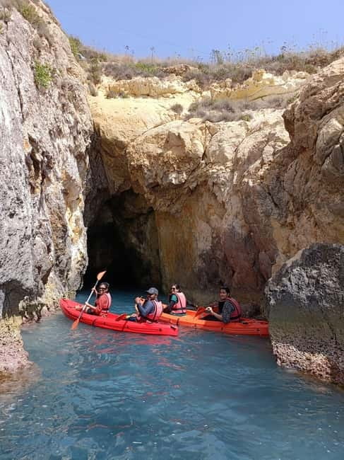 Gozo: 1 Hour Kayak plus +Cave Tour + Drop off Blue Lagoon - Santa Maria Caves from inside a boat