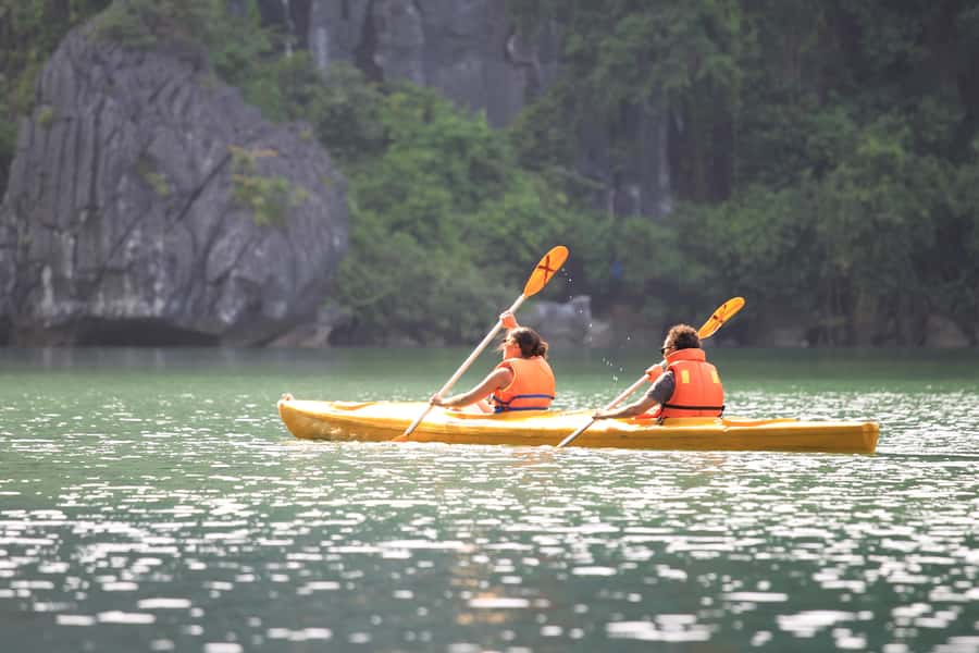 Halong Bay: Day Cruise with Caves, Kayaking & Sunset Party - Sunset wine, fruit, and the ride home