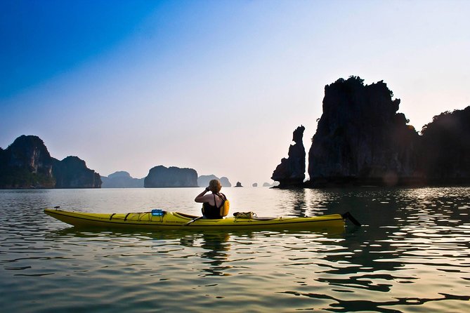 Halong Bay Full Day With Cave, Kayaking And Swimming - Highway Transfer - Hang Luon Cave by kayak or bamboo boat