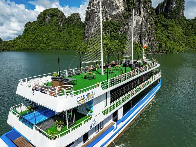 Halong Bay: Luxury Day Cruise w/ Pool, Kayak, Free Transfer - Titop Island, beach time, and the uphill view