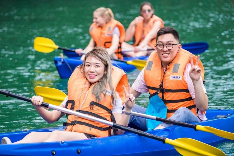 Hanoi: Halong Bay Day Trip with Titop Island, Cave, & Kayak - Sung Sot Cave and Its Huge Chambers