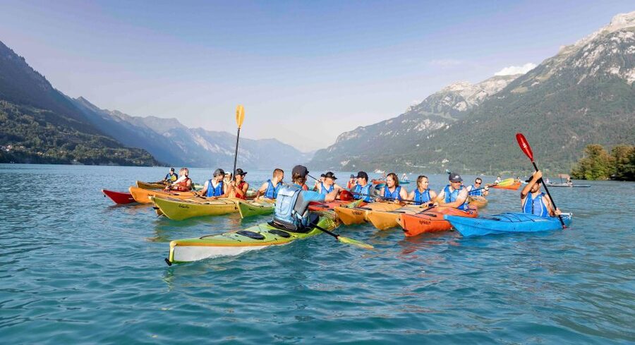Interlaken: Kayak Tour of the Turquoise Lake Brienz - Paddling toward the north shore