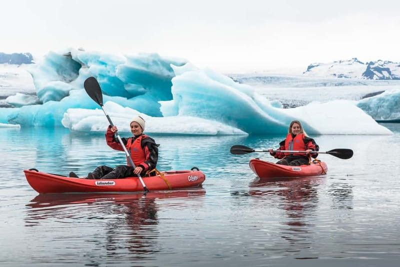 Jökulsárlón Glacier Lagoon Kayaking Tour - Getting suited up for cold lagoon water