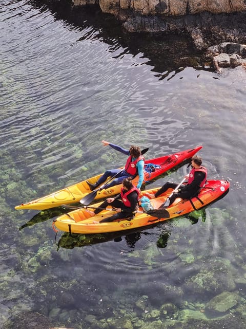 Kayak and snorkel Tour Platja d'Aro - The first hour, paddling toward Conca beach