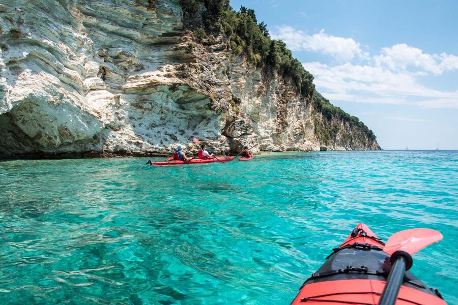 Lefkada: Full Day Sea Kayaking Tour - Paddling three miles to Red Rock Beach