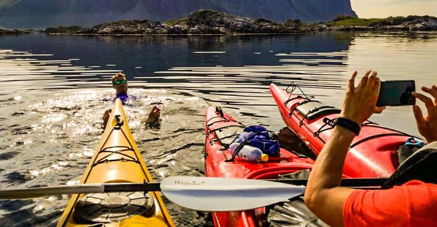 Lofoten: Full Day Combo tour, (kayaking and rappelling) - Finding the Red Container