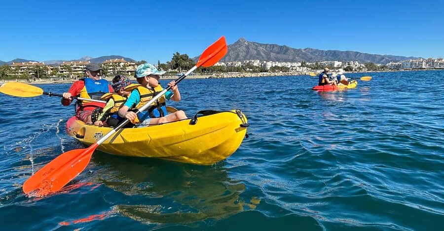 Marbella: Guided Kayak Tour in Puerto Banús - Learning to paddle instead of just sitting in a kayak