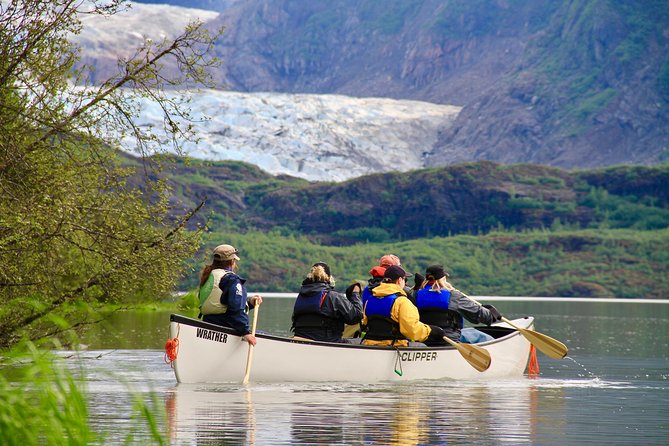 Mendenhall Glacier Canoe Paddle and Hike Juneau - Hiking rocky ground at the glacier’s edge