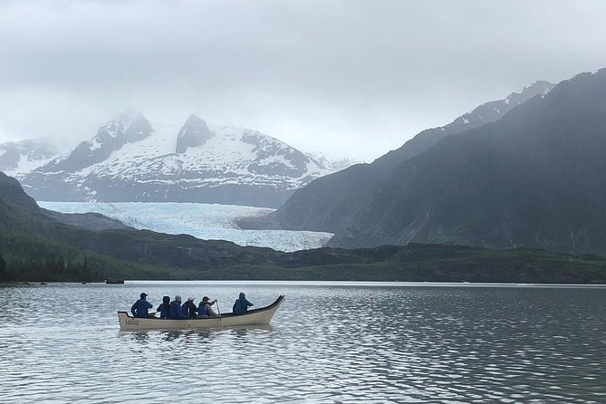 Mendenhall Glacier Lake Canoe Tour - Paddling Mendenhall Lake toward the ice