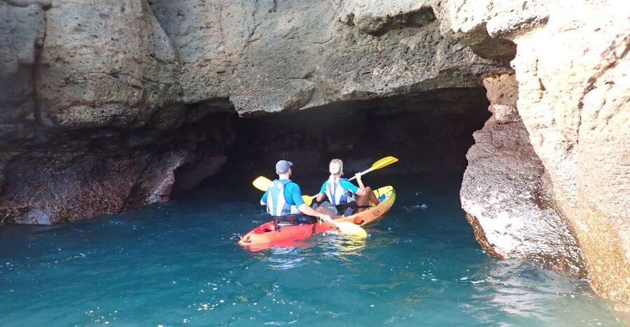 Mogán: Guided Kayak to Caves and Snorkeling Tour - Inside Gran Canaria’s volcanic caves