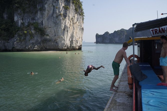 Most favorite full day boat tour with kayaking in Lan Ha bay, Ha Long bay - Swimming at the Three Peach Beaches