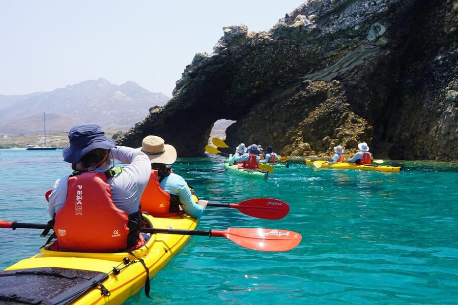 Naxos: Kampos Farm Sea Kayak Tour with Snorkeling & Picnic - Getting ready for the 12-kilometer paddle